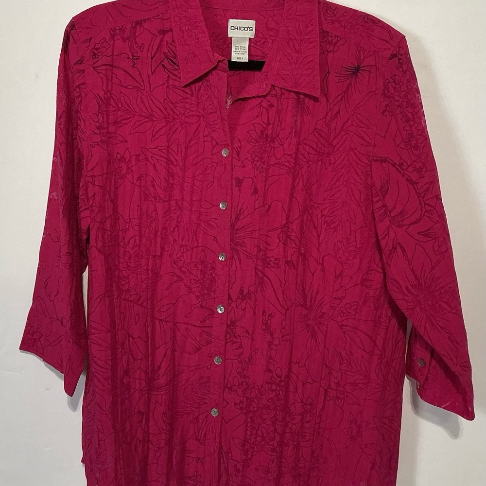 Chico's Pink Floral Blouse